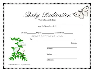 Blank Child Dedication Certificate PDF Template