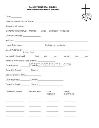 Blank Church Member Information Sheet PDF Template