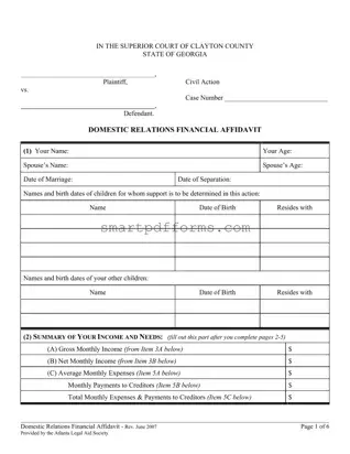Blank Clayton County Financial PDF Template