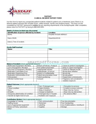 Blank Clinical Incident Report Sample PDF Template