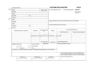 Blank Cn 23 Customs Declaration PDF Template