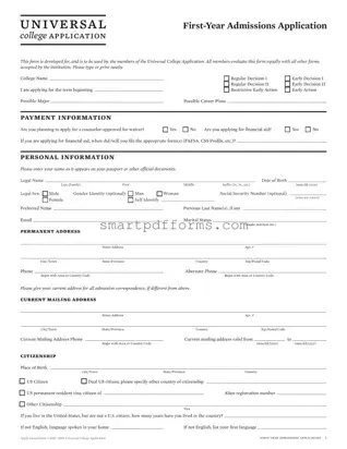 Blank Colleges Application PDF Template