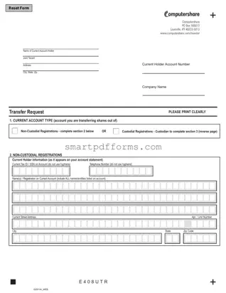 Blank Computershare Transfer Request PDF Template