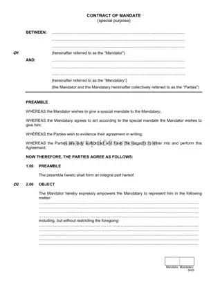 Blank Contract Mandate PDF Template