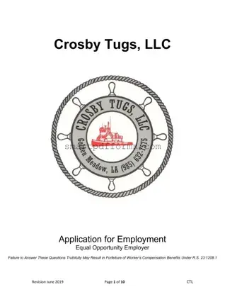 Blank Crosby Tugs Application PDF Template