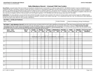 Blank Daily Attendance Record PDF Template