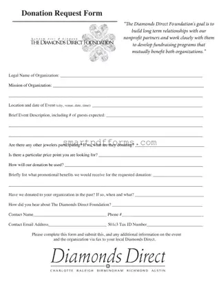 Blank Diamonds Donation Request PDF Template