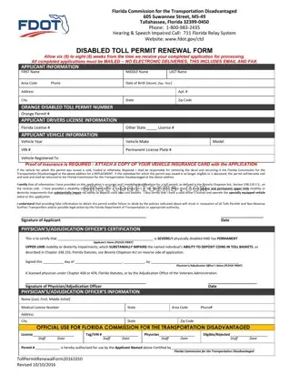 Blank Disabled Toll Permit PDF Template