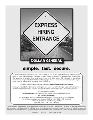 Blank Dollar General Express Hiring PDF Template