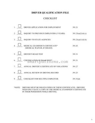 Blank Driver Qualification PDF Template