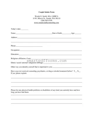 Blank Drug Rehabilitation Admission PDF Template