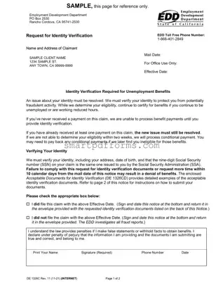 Blank Edd Ideninty Verification PDF Template