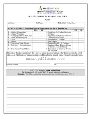Blank Employee Physical PDF Template