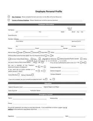 Blank Employee Profile PDF Template