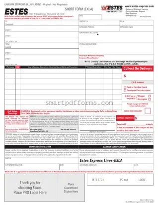 Blank Estes Express Bill Of Lading PDF Template