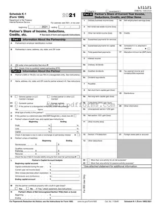 Blank IRS Schedule K-1 1065 PDF Template