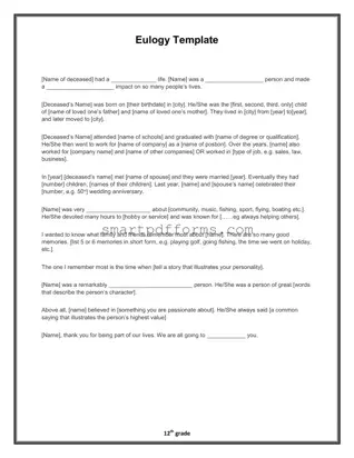 Blank Eulogy PDF Template