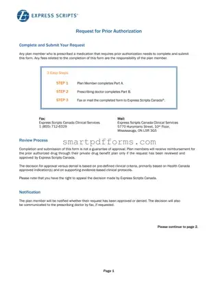 Blank Express Scripts Prior Authorization PDF Template