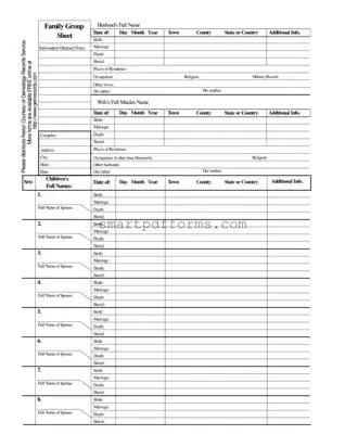 Blank Family Group Sheet PDF Template