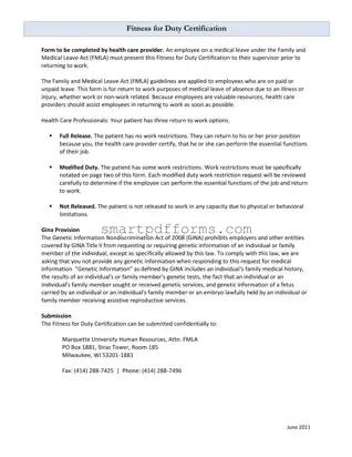 Blank Fitness For Duty PDF Template
