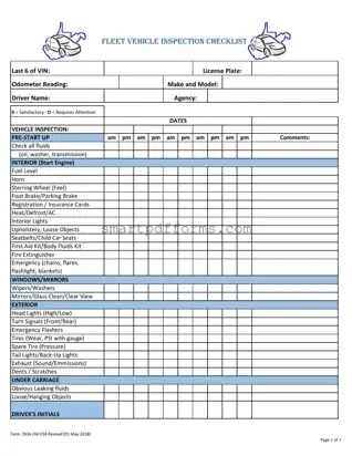 Blank Fleet Vehicle Inspection PDF Template