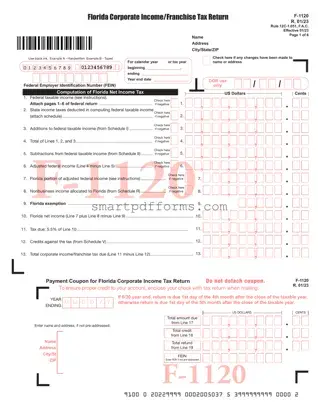 Blank Florida F 1120 PDF Template