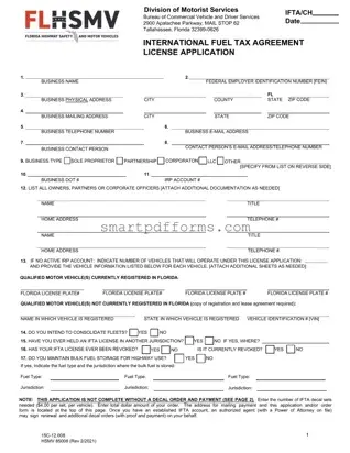 Blank Florida Ifta Application PDF Template