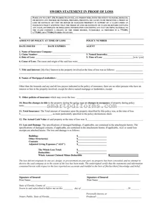 Blank Florida Proof Loss PDF Template