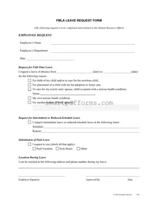 Blank Fmla Leave PDF Template