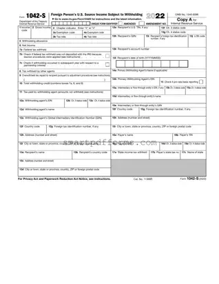 Blank IRS 1042-S PDF Template