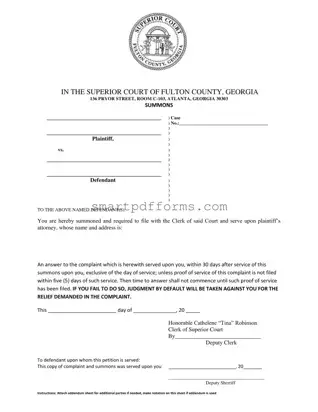 Blank Ga Summons PDF Template