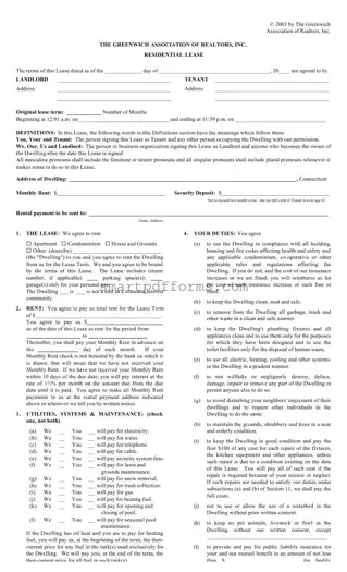 Blank Greenwich Association Realtors PDF Template