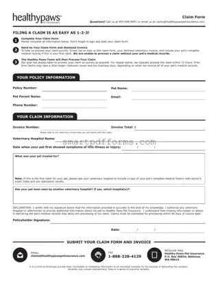 Blank Healthypaws PDF Template