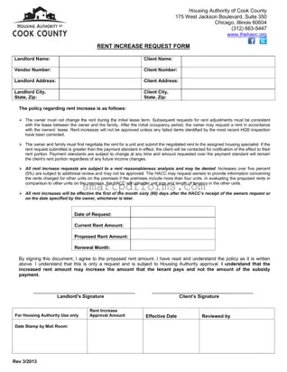 Blank Housing Authority Cook County Rent Increase PDF Template