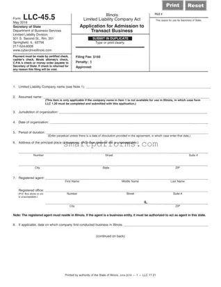 Blank Illinois Llc 45 5 PDF Template