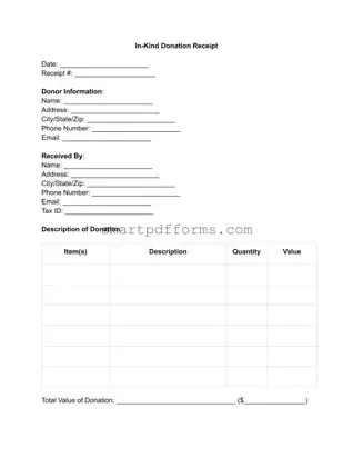 Blank In-Kind Donation Receipt PDF Template