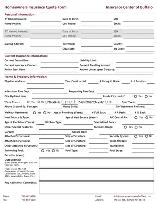 Blank Insurance Quote PDF Template