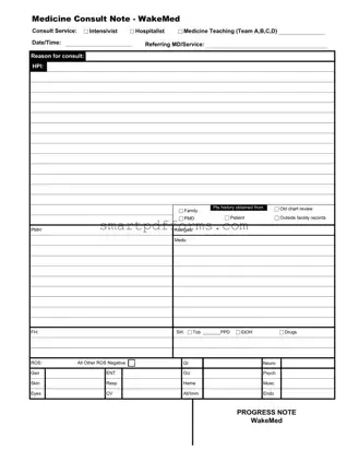 Blank Internal Medicine Progress Note PDF Template