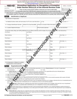 Blank IRS 1023-EZ PDF Template