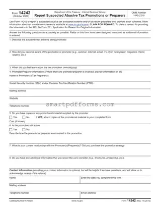 Blank Irs 14242 PDF Template