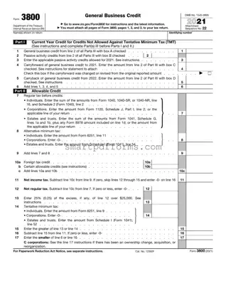 Blank IRS 3800 PDF Template