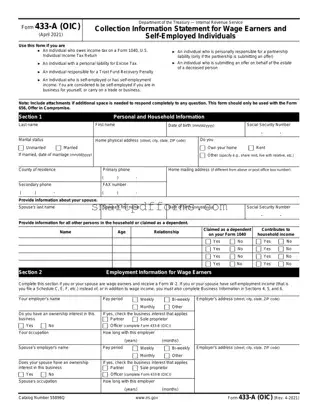 Blank IRS 433-A (OIC) PDF Template