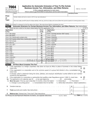 Blank IRS 7004 PDF Template