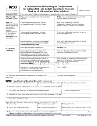 Blank IRS 8233 PDF Template