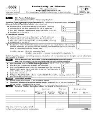 Blank IRS 8582 PDF Template
