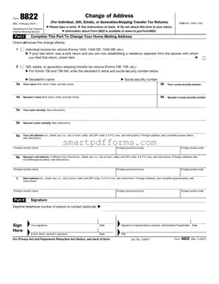 Blank IRS 8822 PDF Template
