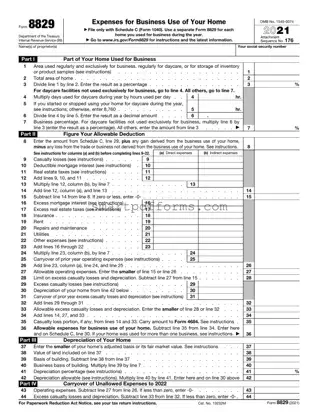Blank IRS 8829 PDF Template