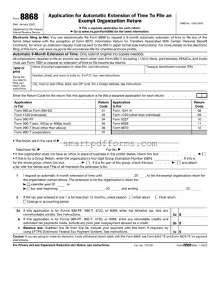 Blank IRS 8868 PDF Template