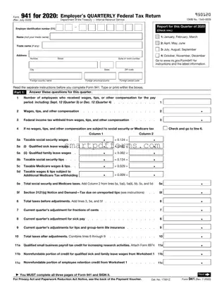 Blank IRS 941 PDF Template