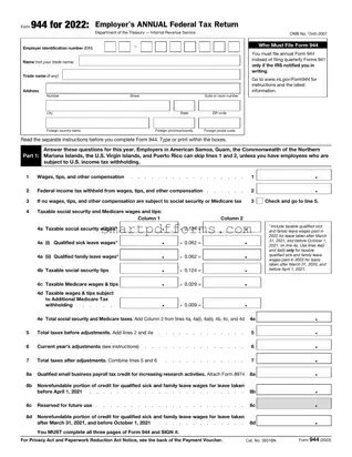 Blank IRS 944 PDF Template